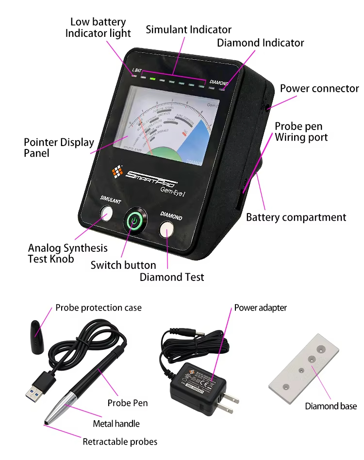 Smartpro Gem-eye I Diamond & Gemstone Tester with Metal Detecting for Jewelry Appraisal